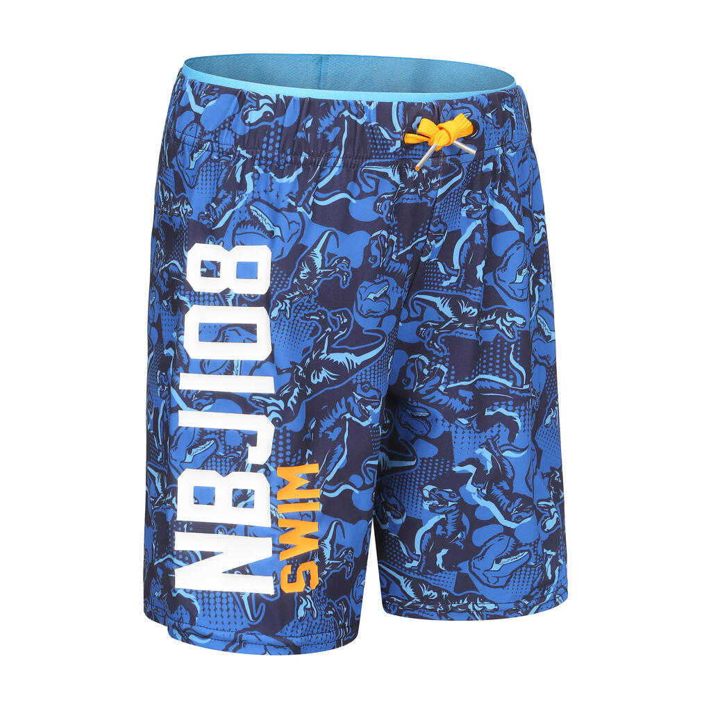 Maillot De Bain Short Natation Garçon - 100 Long -ALL SDINO BLUE