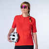 Women's Short-Sleeved Cycling Jersey GRVL900 (48% Merino) - Red