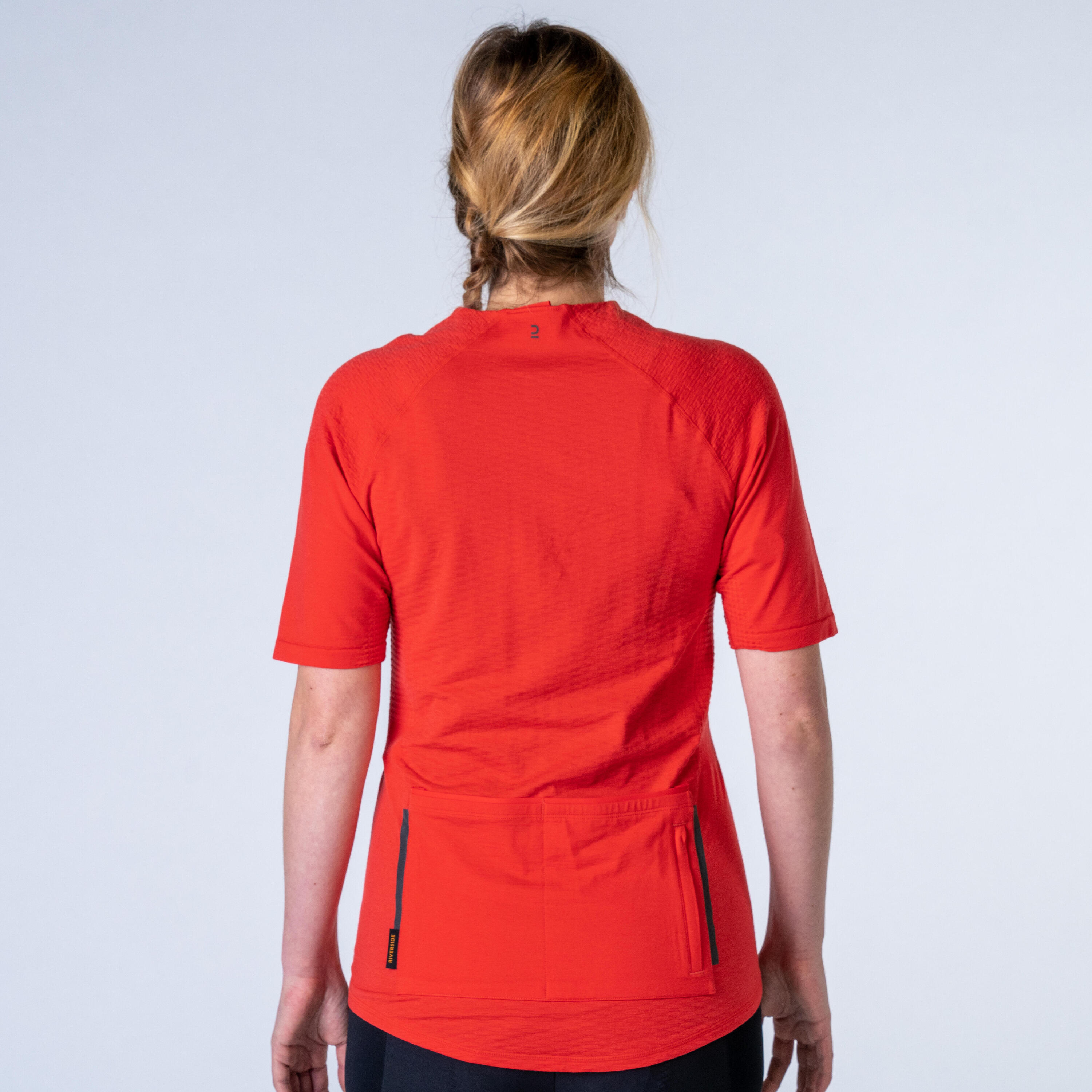 Women's Short-Sleeved Cycling Jersey GRVL900 (48% Merino) - Red 3/10