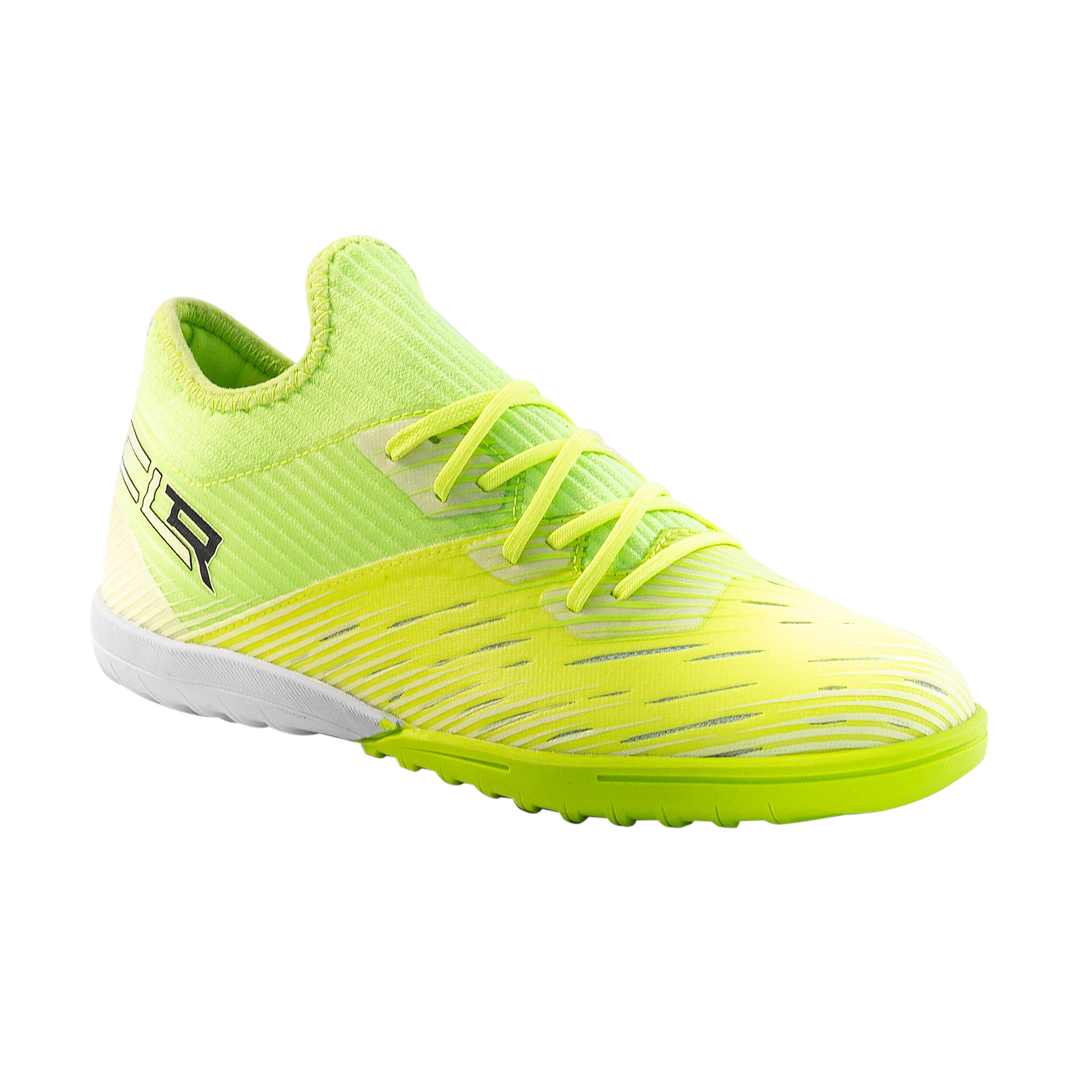Kids' Lace-Up Football Boots CLR Turf - Neon Yellow 1/11