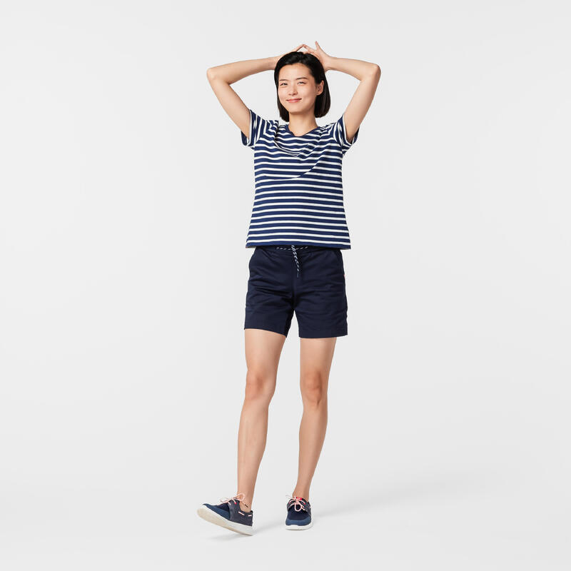 T-shirt Sailing 100F CN Stripe blue