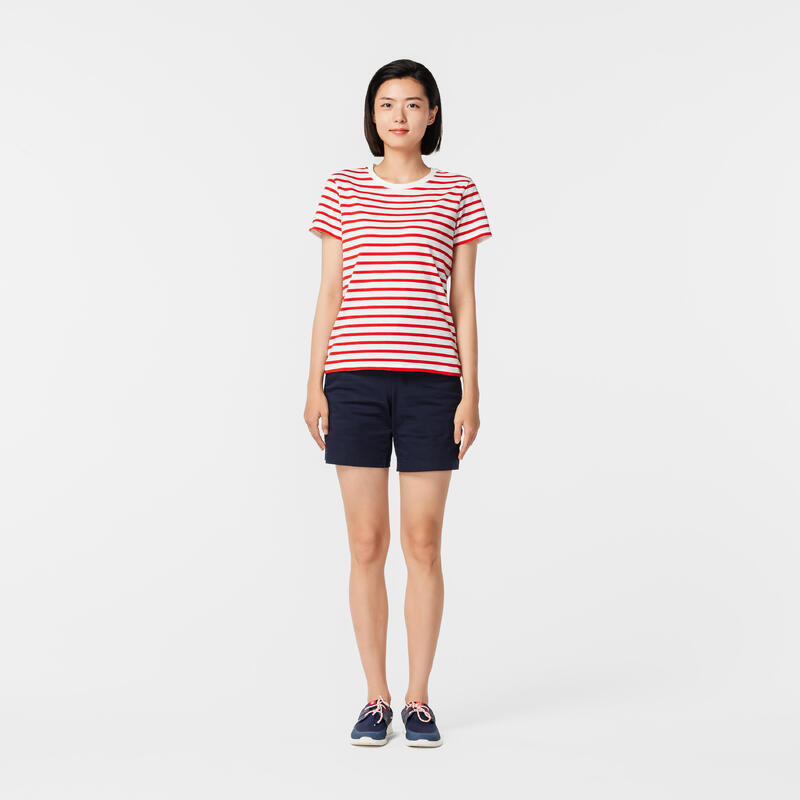 T-shirt Sailing 100F CN Stripe red