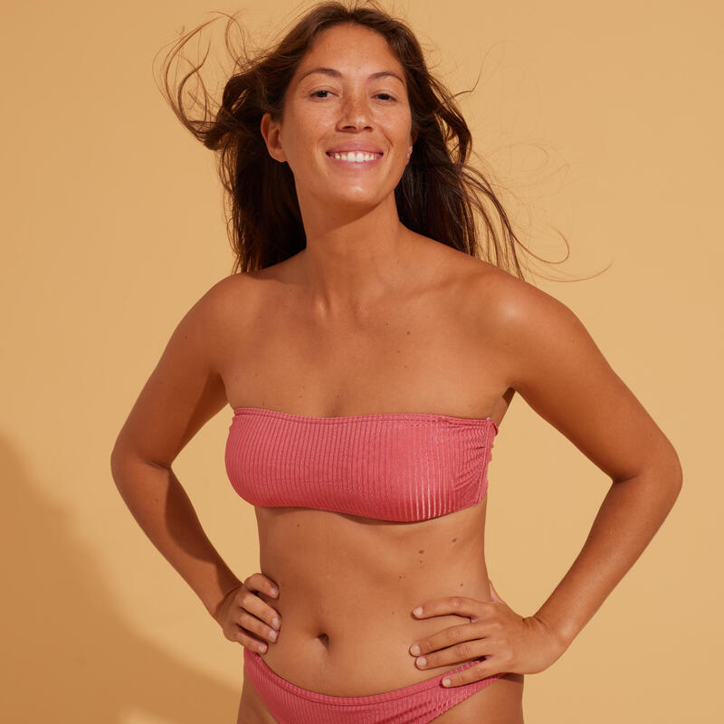 Bikinitop voor surfen Laura roze bandeau met uitneembare pads