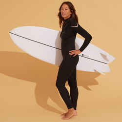 WOMEN'S NEOPRENE SURF WETSUIT 900 3/2 BLACK
CHEST ZIP CLOSURE