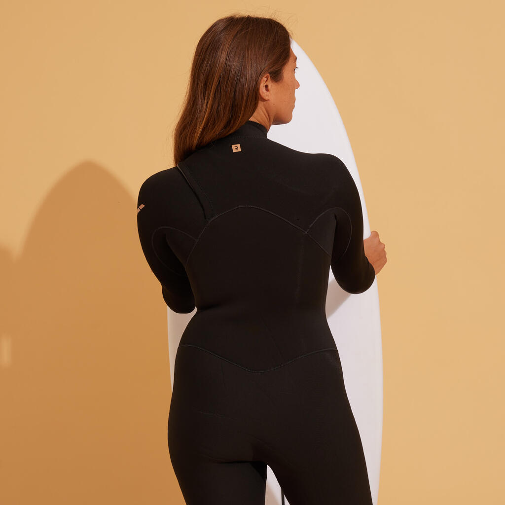 Sieviešu sērfošanas neoprēna hidrotērps “900”, 3/2 mm, melns