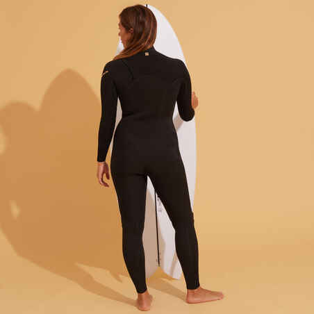 WOMEN'S NEOPRENE SURF WETSUIT 900 3/2 BLACK
CHEST ZIP CLOSURE