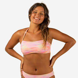 Top bikini Mujer bandeau relleno extraíble naranja