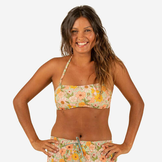 Top Bikini Mujer Bandeau relleno extraíble Turquesa