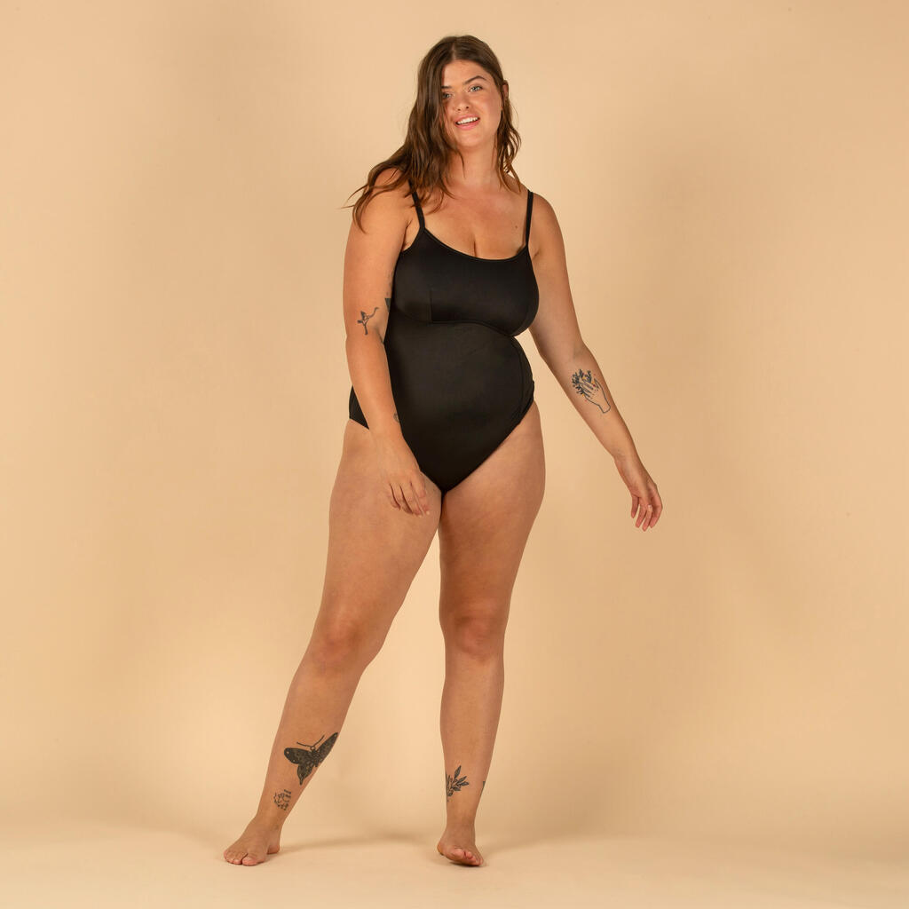 Moteriškas vientisas maudymosi kostiumėlis su X arba U formos nugara 