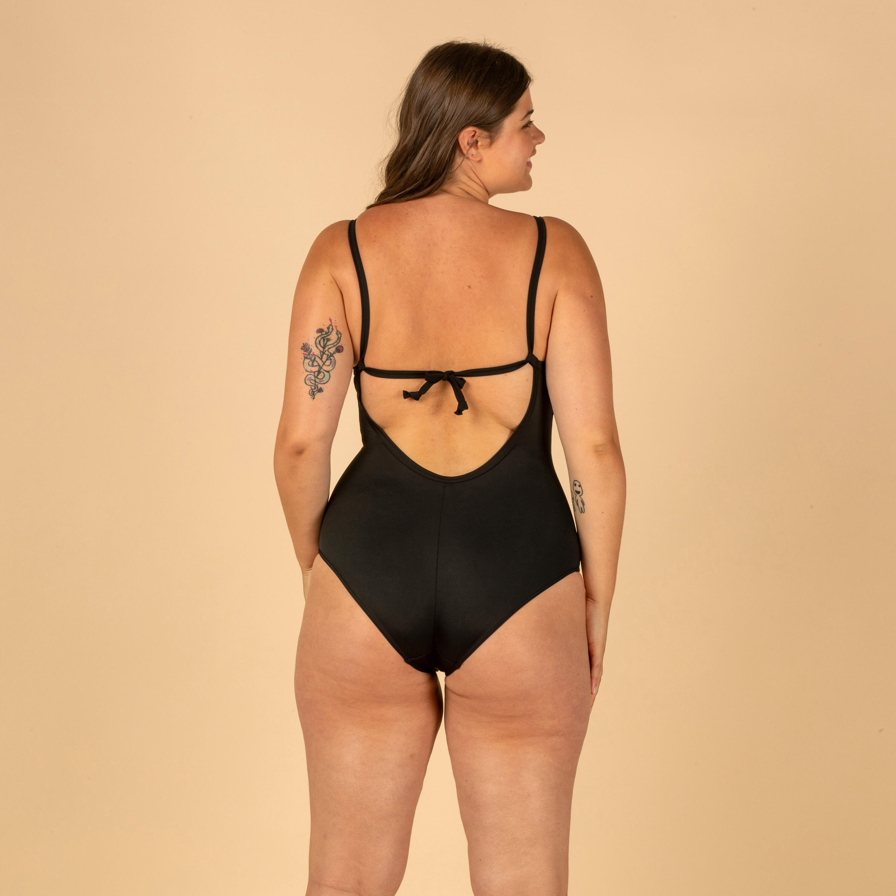 1-piece women's swimsuit CLOE BLACK adjustable X or U shaped back 3/7