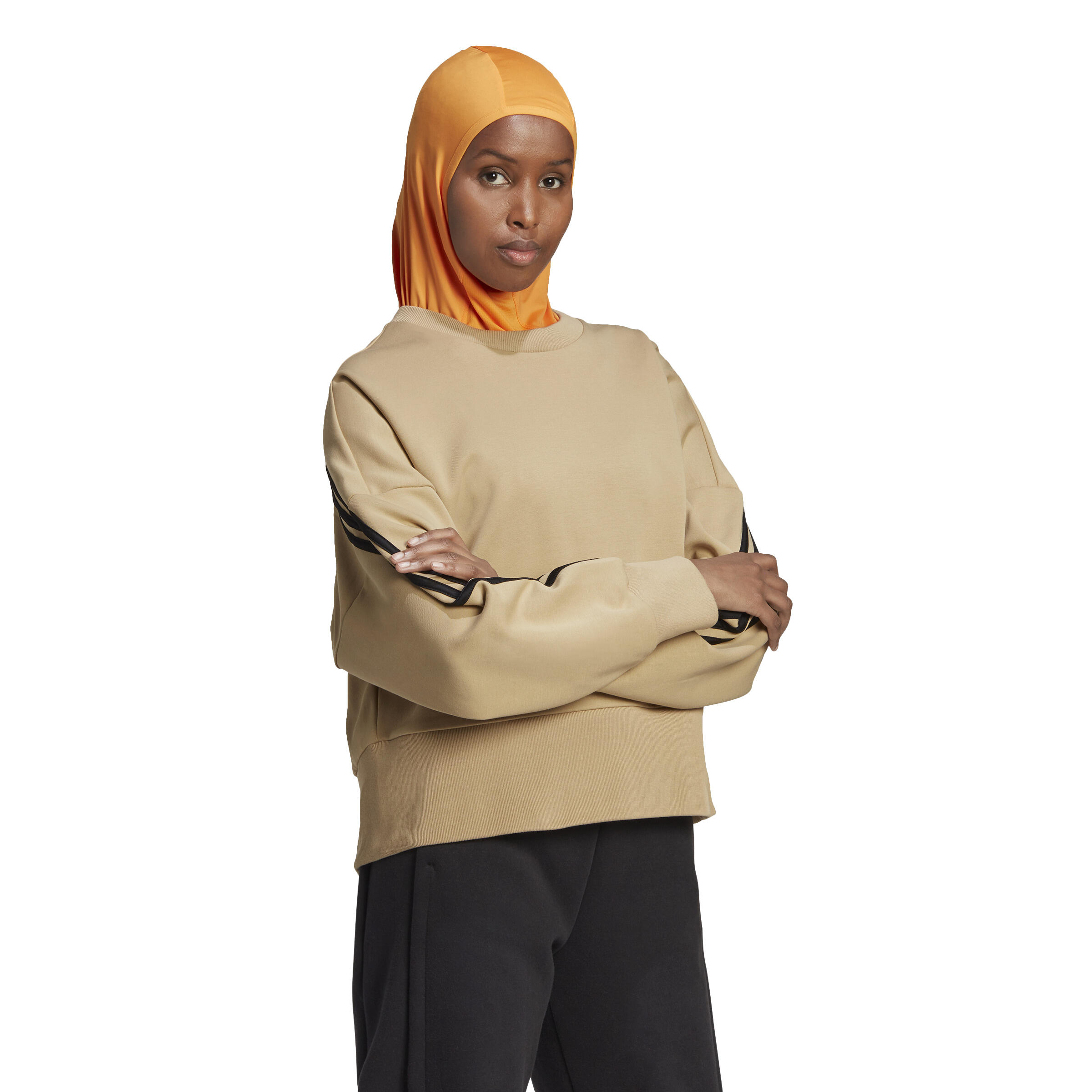 Sweater voor fitness en soft training dames Future Icons beige 4/8