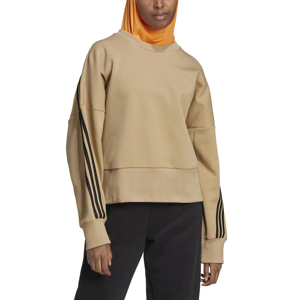 Women's Low-Impact Fitness Sweatshirt Future Icons - Beige