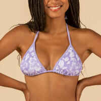 WOMEN'S PLAIN SLIDING TRIANGLE BIKINI SWIMSUIT TOP MAE SELVA PURPLE VIOLET