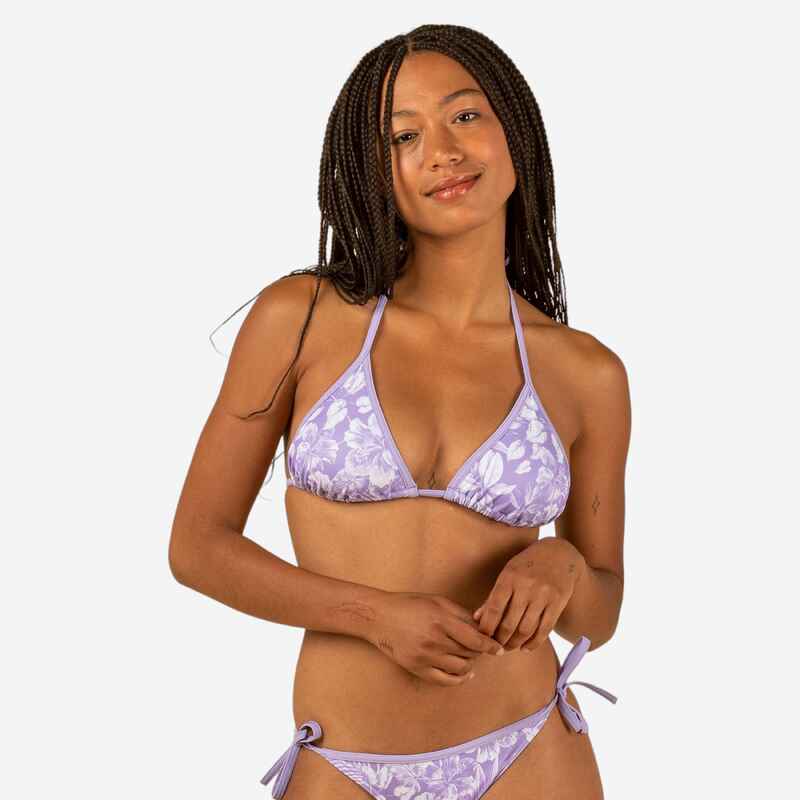 WOMEN'S PLAIN SLIDING TRIANGLE BIKINI SWIMSUIT TOP MAE SELVA PURPLE VIOLET