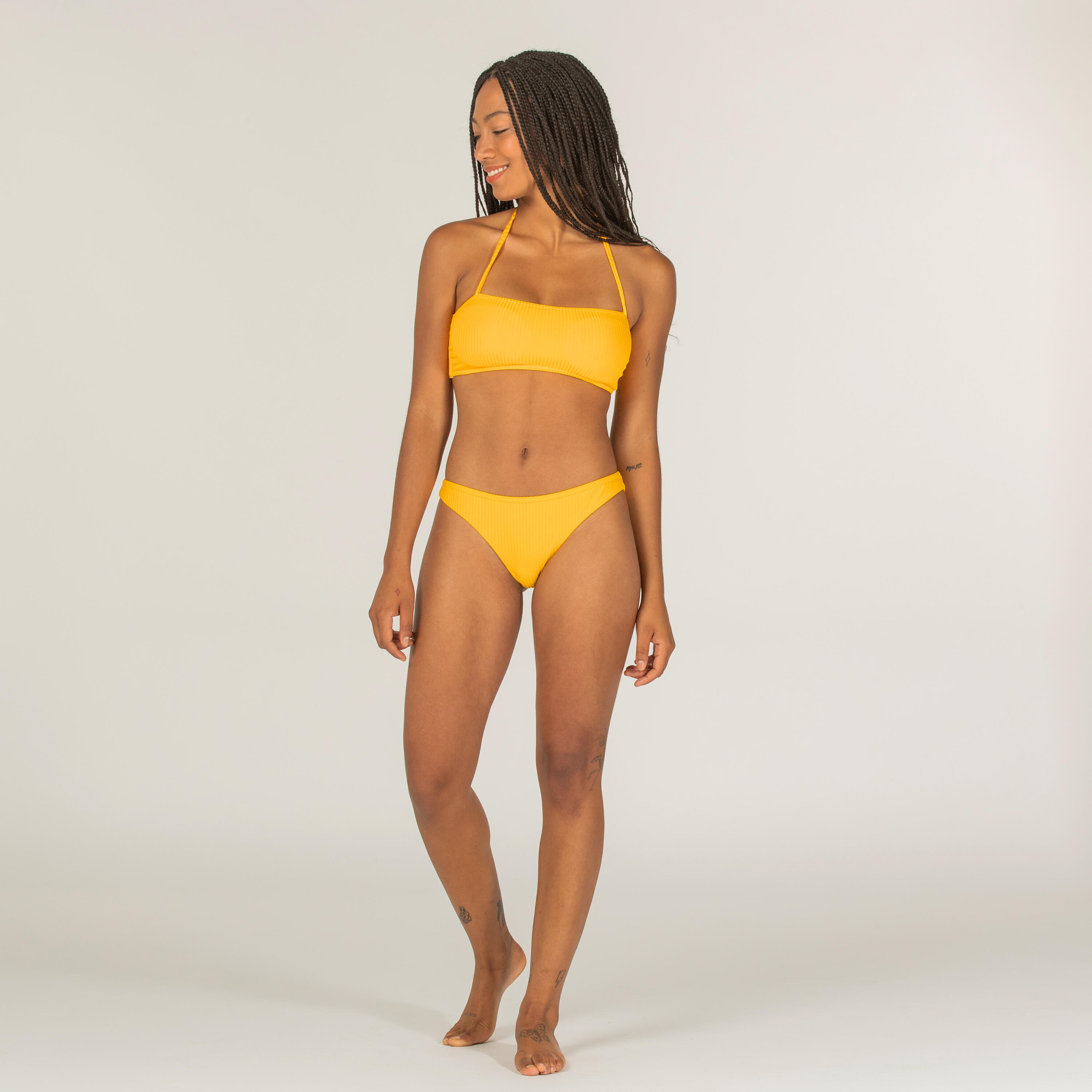 BANDEAU SWIMSUIT TOP LAURA YELLOW WITH REMOVABLE PADDED CUPS 4/8