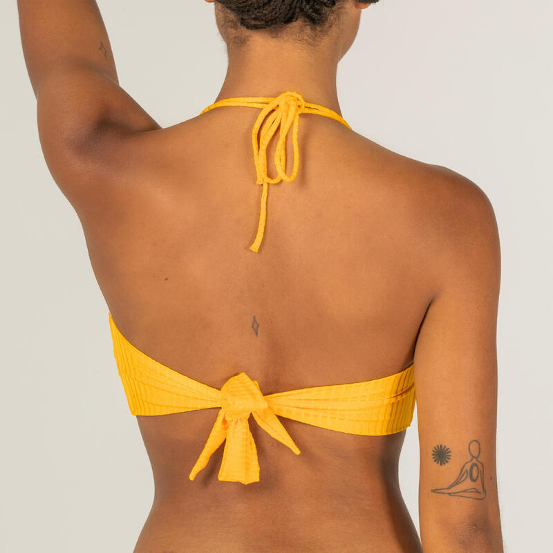 Bikinitop voor surfen Laura geel bandeau met uitneembare pads