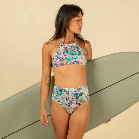 WOMEN'S SURFING BIKINI TOP WITH PADDED CUPS ANDREA PUNKY PINK
