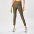 Women Gym Leggings Polyester With Phone Pocket - Khaki