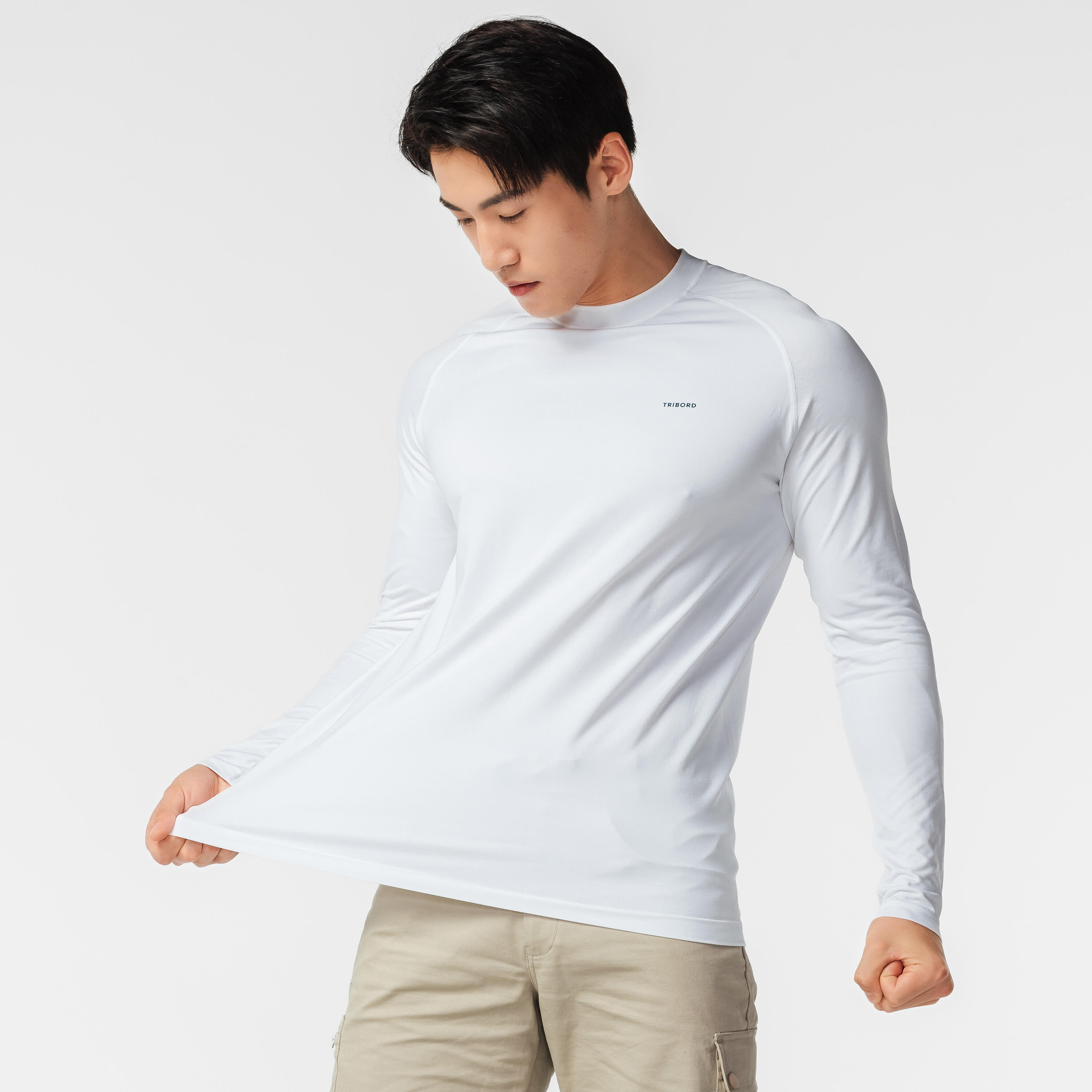 T-shirt voile anti-uv manches longues sailing 500 homme, blanc 8/20