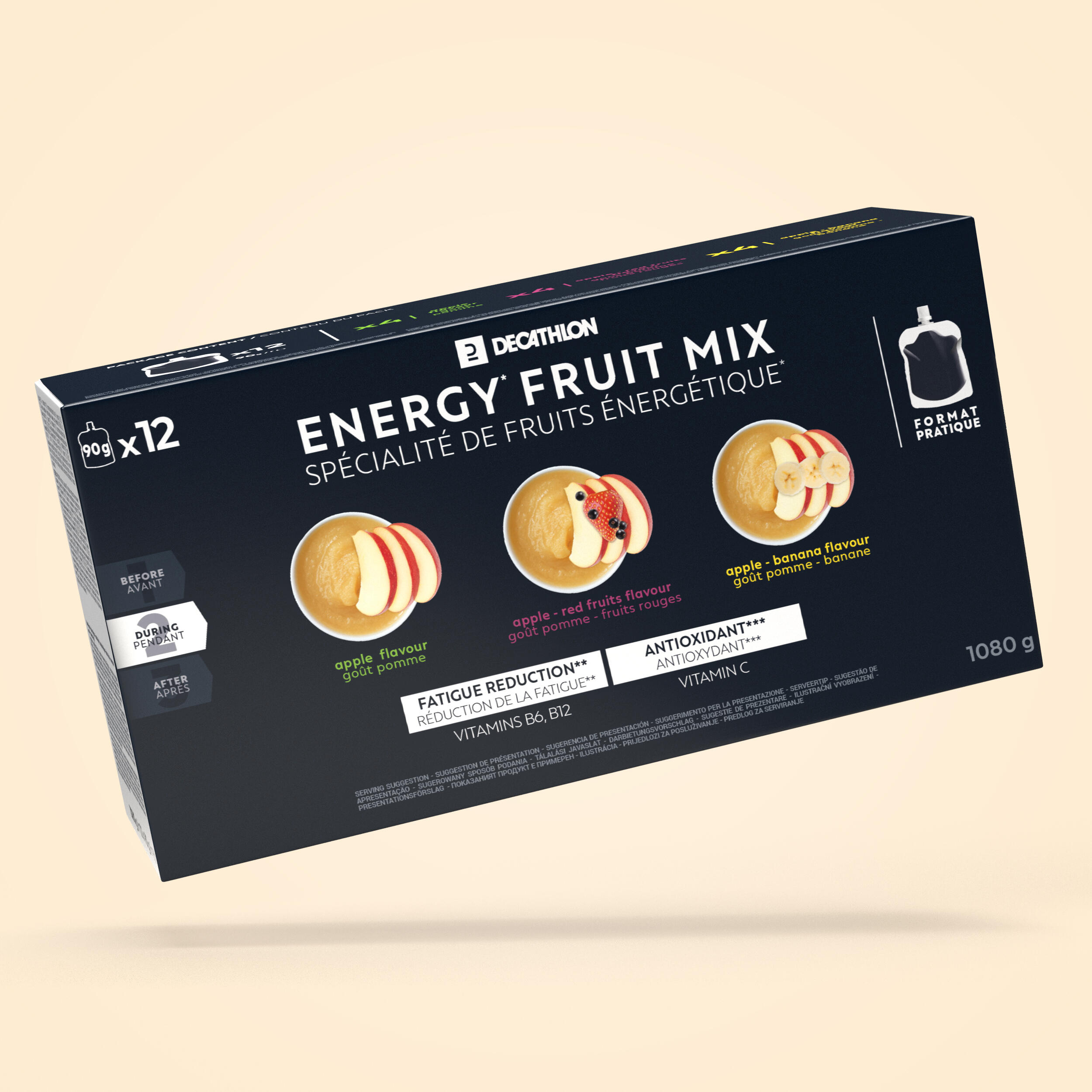 Gustare energizantă ENERGY FRUIT MIX 12x90g Măr, Măr-Banană, Măr-Fructe de pădure 12x90g imagine noua