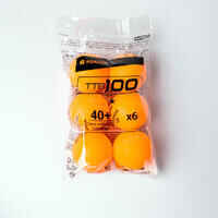 كرات تنس الطاولة -  TTB 100 1* 40+ 6 برتقالي