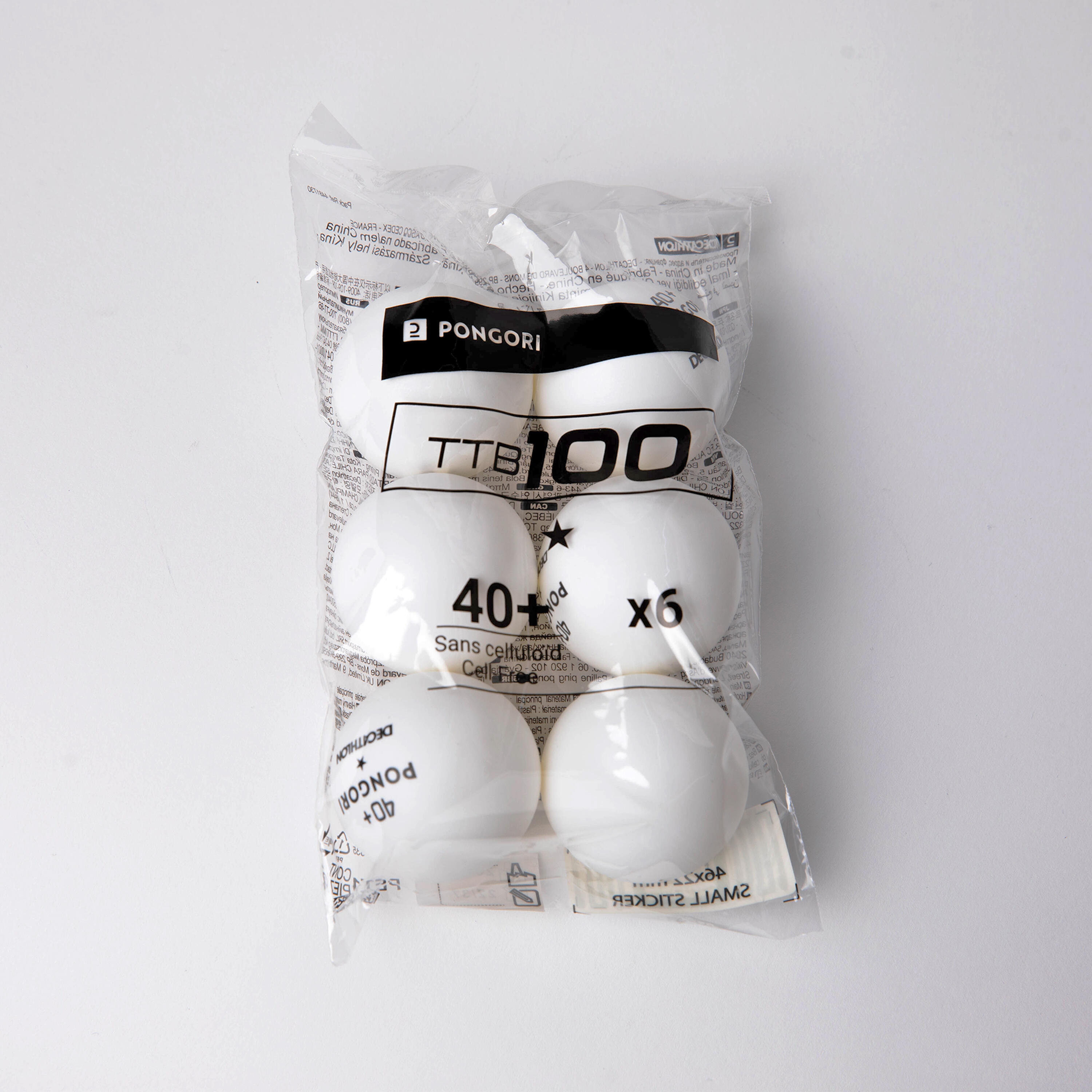 Balles de tennis de table 40+ x6 - TTB 100* blanc - PONGORI