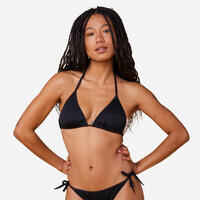 WOMEN'S PLAIN SLIDING TRIANGLE BIKINI SWIMSUIT TOP MAE - BLACK