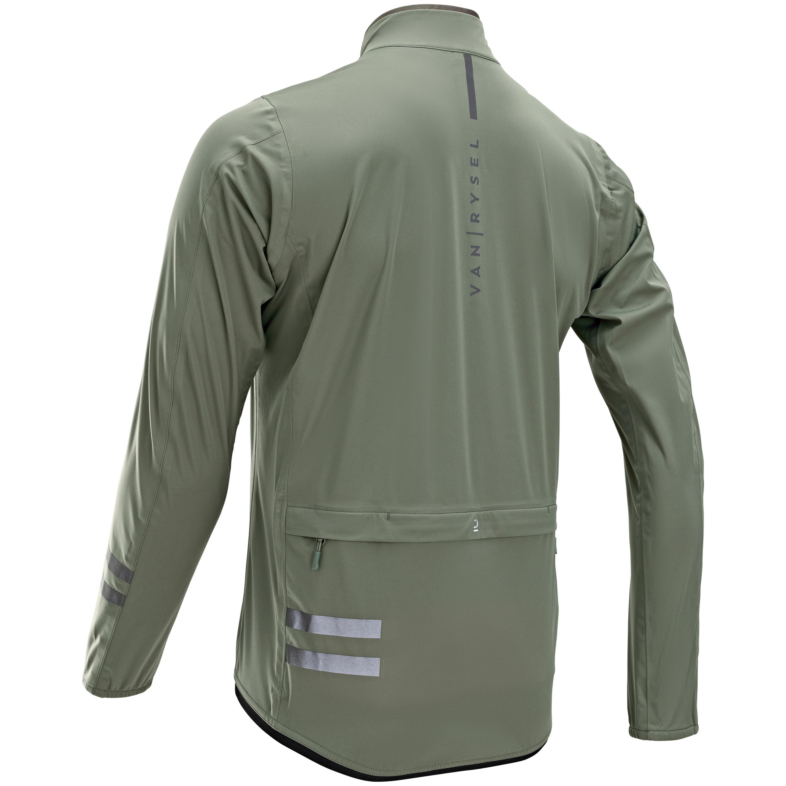 Men's Long-Sleeved Showerproof Road Cycling Jacket RC 500 - Khaki 3/8