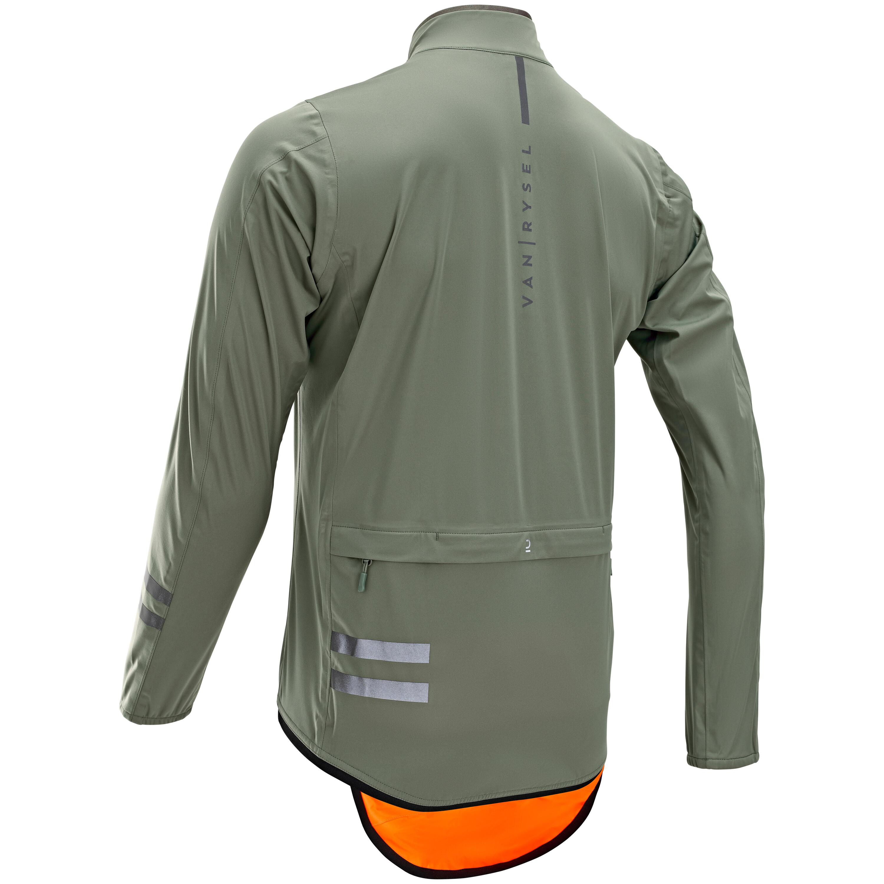Men's Long-Sleeved Showerproof Road Cycling Jacket RC 500 - Khaki 4/8