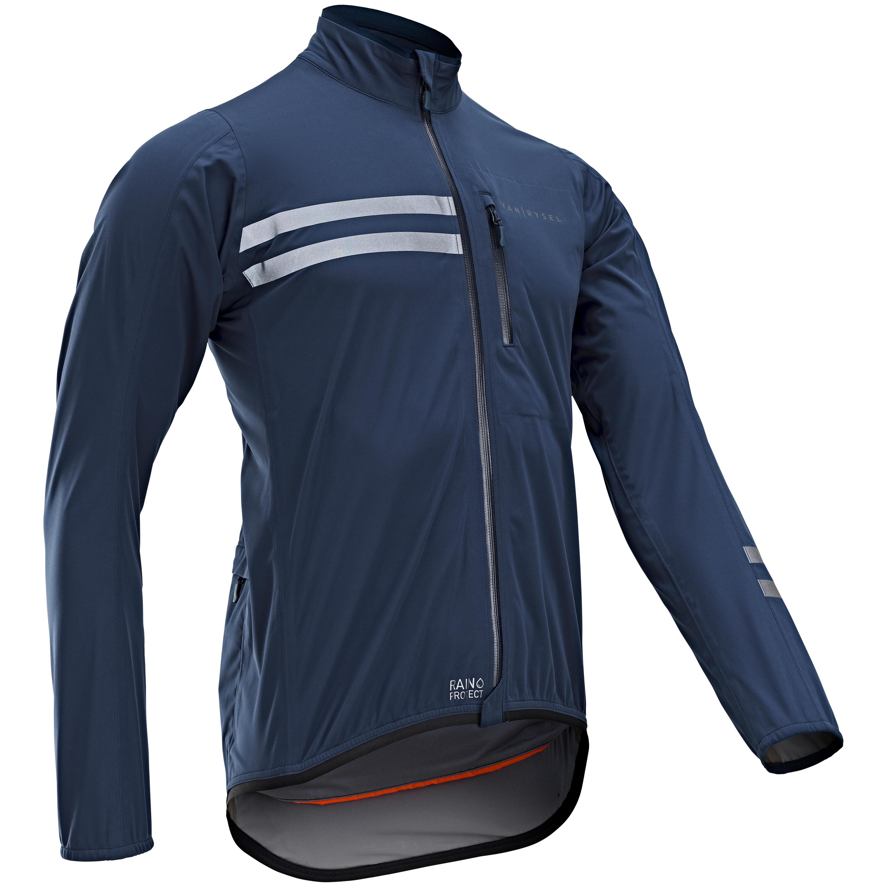 Men's Long-Sleeved Showerproof Road Cycling Jacket RC 500 - Navy 2/8