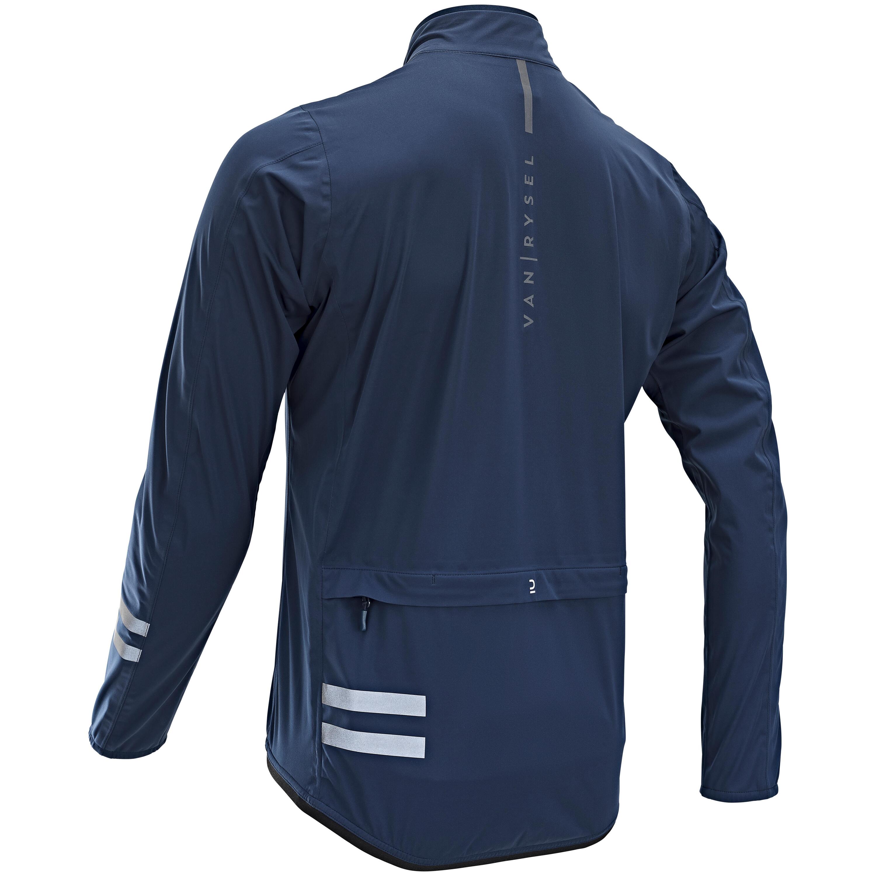 Men's Long-Sleeved Showerproof Road Cycling Jacket RC 500 - Navy 3/8