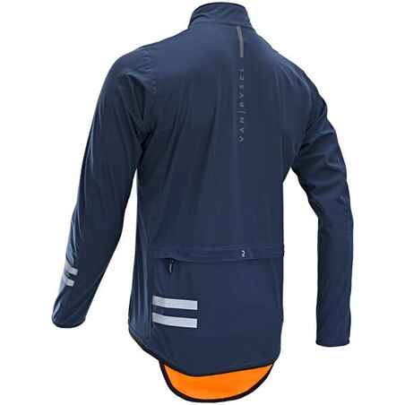 Men's Long-Sleeved Showerproof Road Cycling Jacket RC 500 - Navy