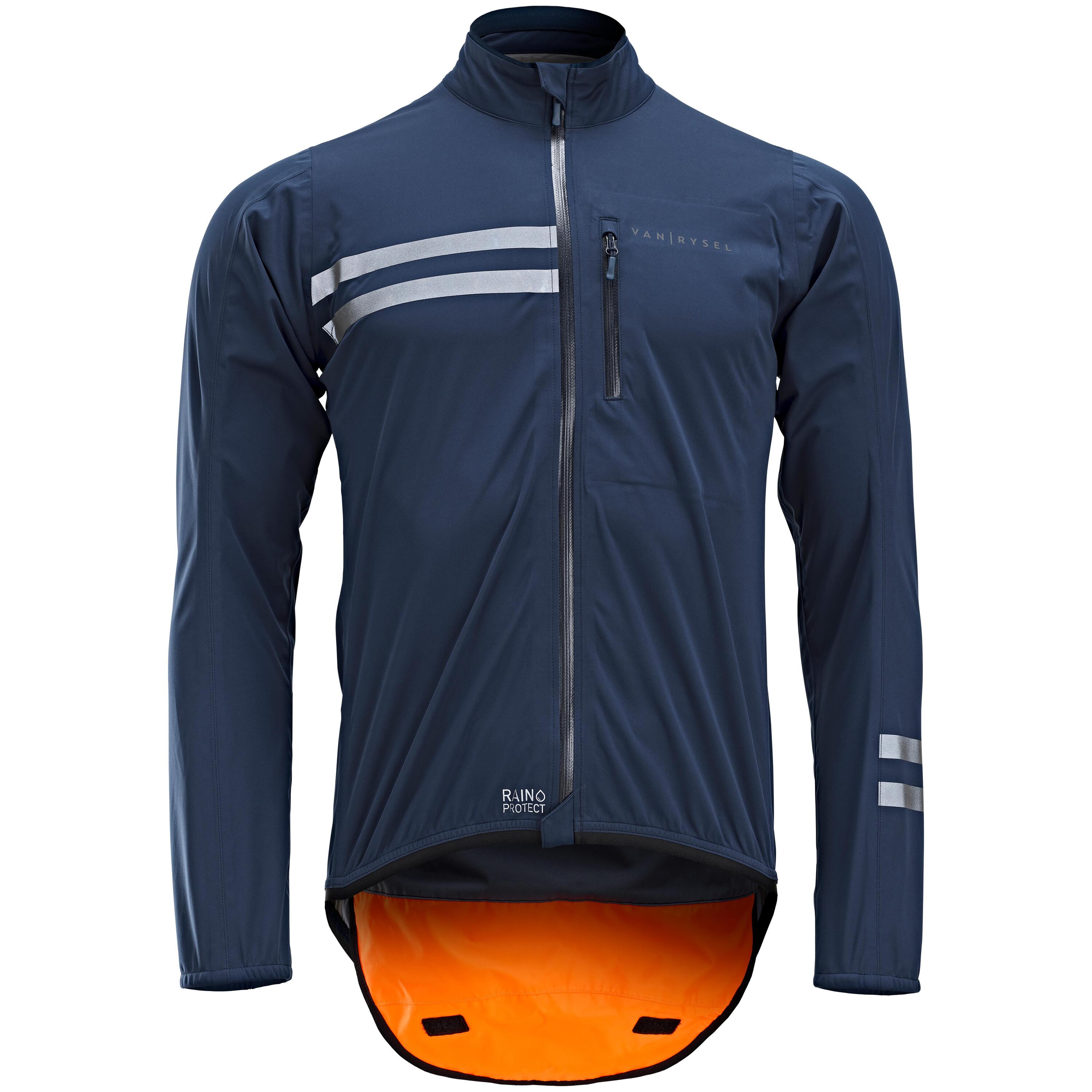 Fietsregenjas met lange mouwen heren EDR blauw 2/6
