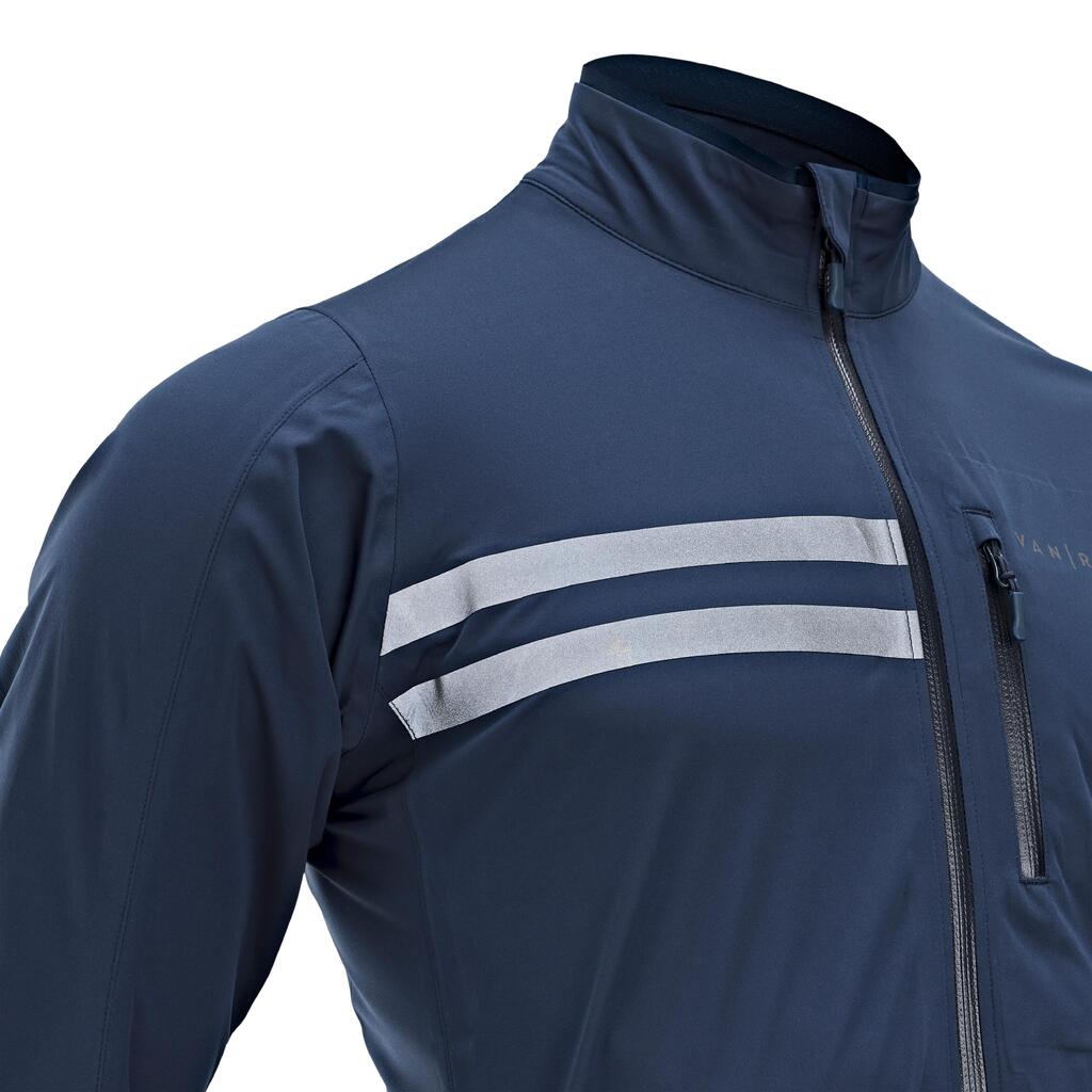 CHAQUETA IMPERMEABLE CICLISMO DE HOMBRE RUTA AZUL MARINO RC500