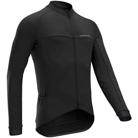 Men's Mid-Season Long-Sleeved Road Cycling Jersey RC100 - Black