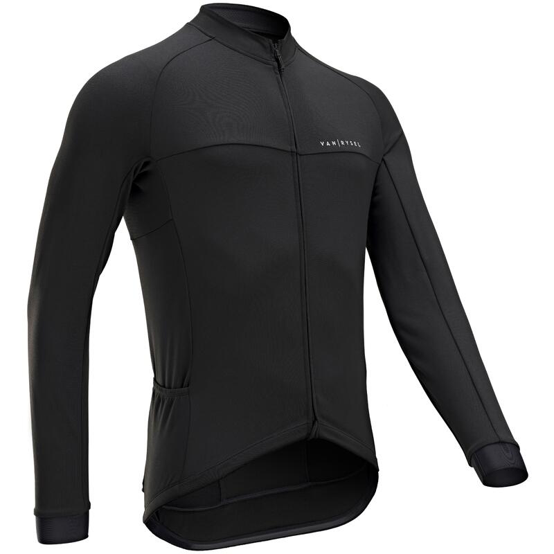 MAILLOT VELO ROUTE MANCHES LONGUES MI-SAISON HOMME - RC100 NOIR