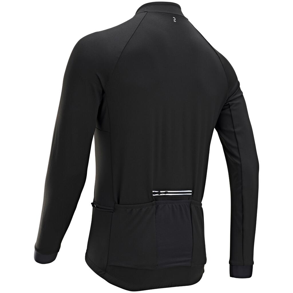 Men's Mid-Season Long-Sleeved Road Cycling Jersey RC100 - Black