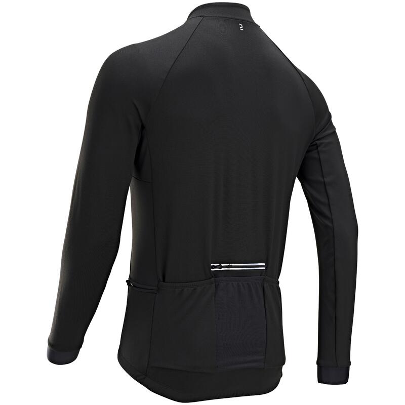 Radtrikot langarm RC100 Herren schwarz