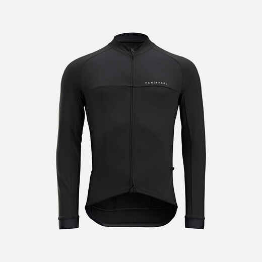 
      Men's Mid-Season Long-Sleeved Road Cycling Jersey RC100 - Black
  