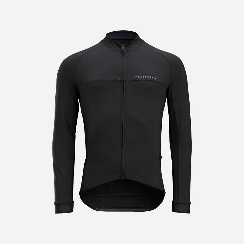 Men's Mid-Season Long-Sleeved Road Cycling Jersey RC100 - Black