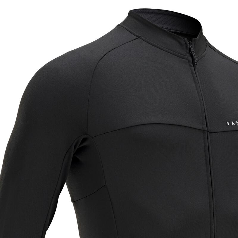 Radtrikot langarm RC100 Herren schwarz