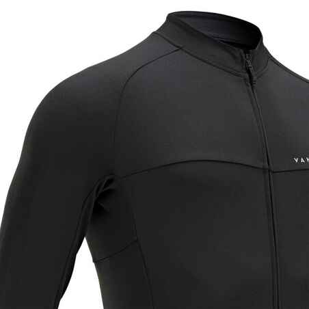 Vyriški ilgarankoviai plento dviratininko marškinėliai „RC100“, juodi