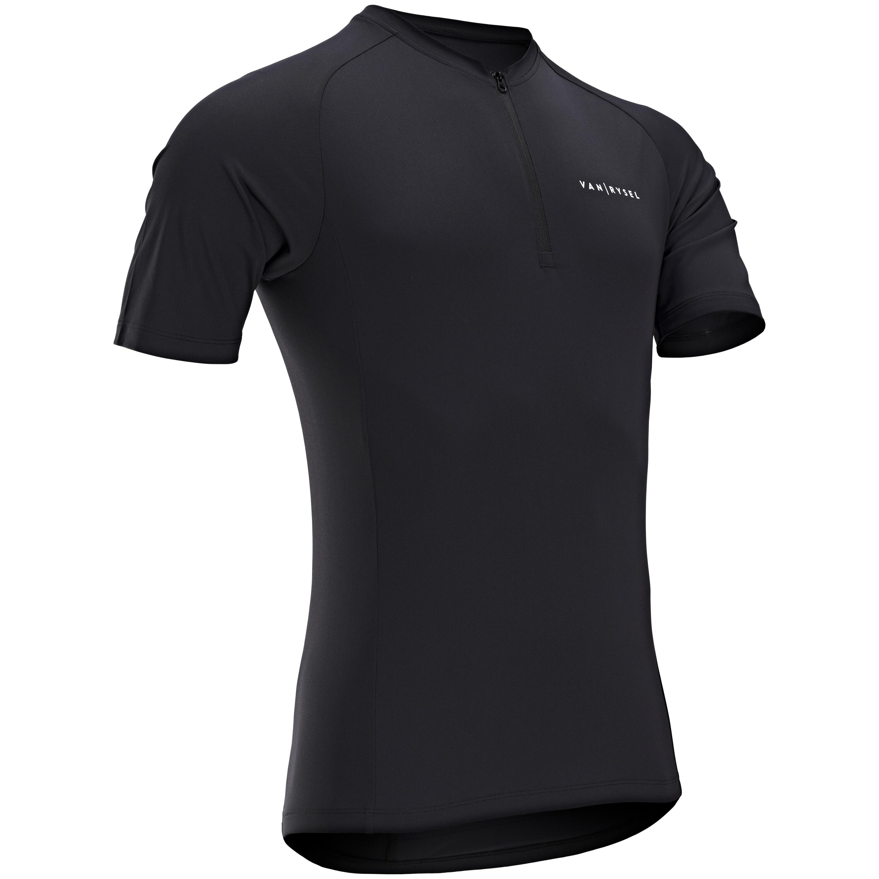 Men's Road Cycling Short-Sleeved Summer Jersey Essential - Black 2/7