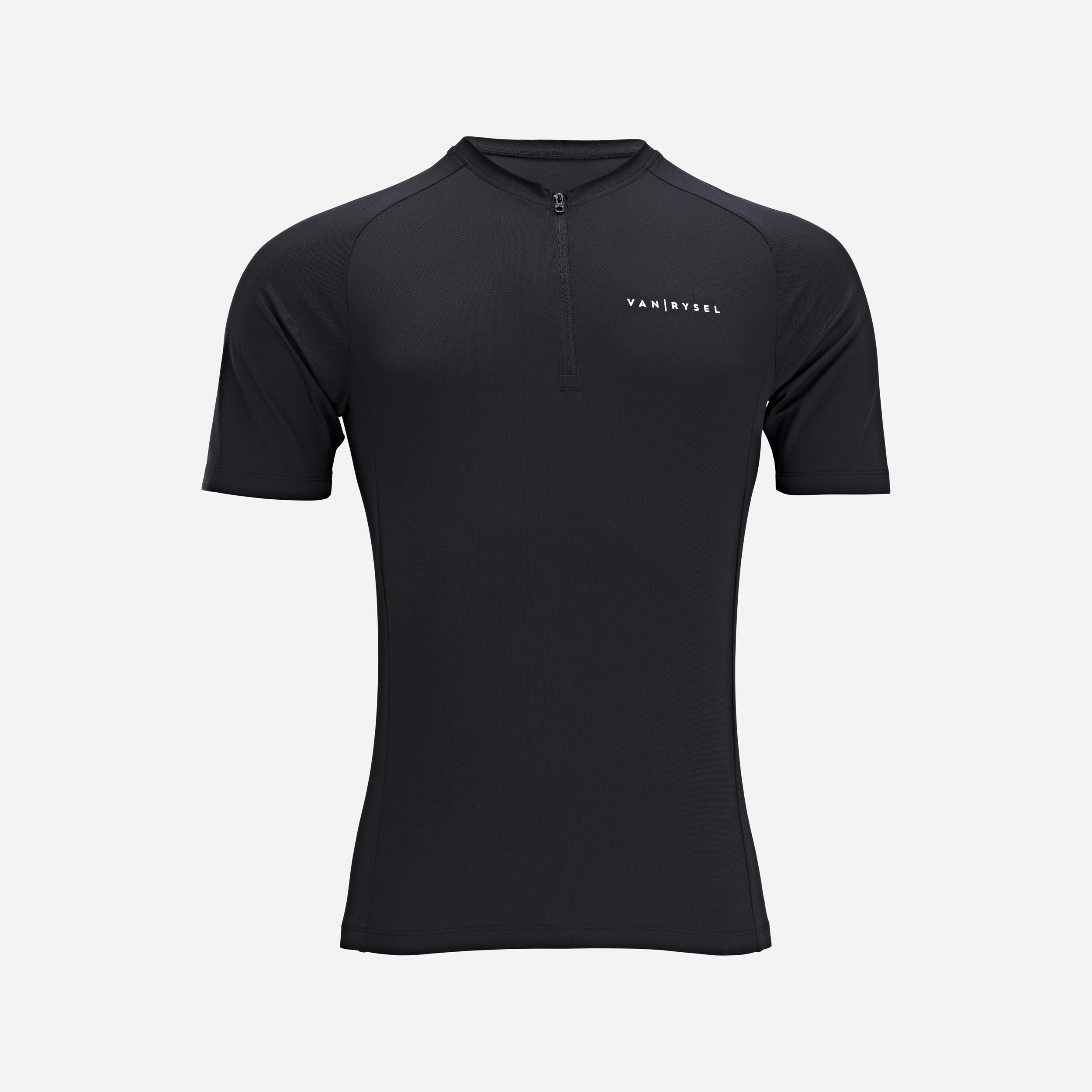 Men's Road Cycling Short-Sleeved Summer Jersey Essential - Black 1/7