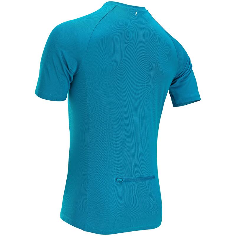 FIETSSHIRT MET KORTE MOUWEN VOOR HEREN ZOMER ESSENTIAL BLAUW