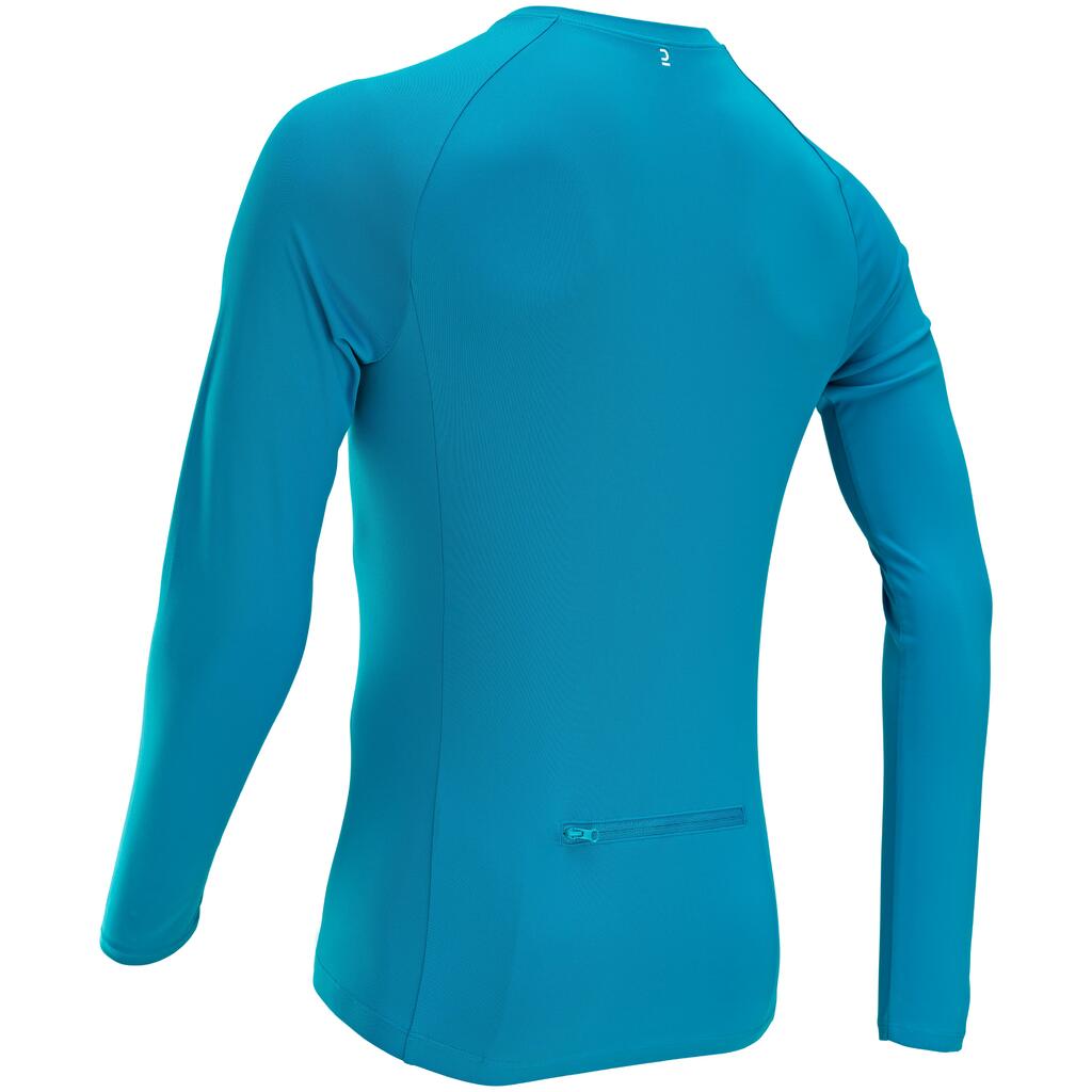 JERSEY DE CICLISMO EN CARRETERA PARA HOMBRE - VERANO - MANGA LARGA - ANTI-UV - ESSENTIEL - AZUL 