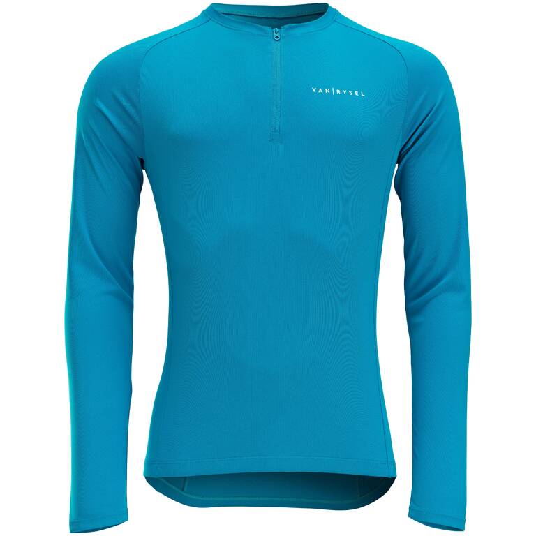 Men's Anti-UV Long-Sleeved Road Cycling Summer Jersey Essential - Blue