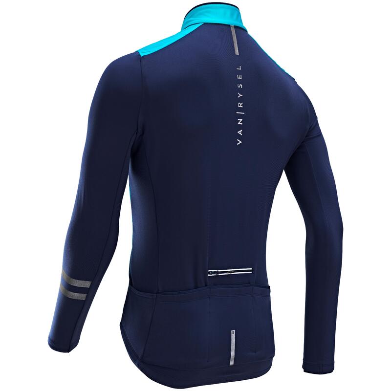 Men's MidSeason LongSleeved Road Cycling Jersey RC500 Shield Black