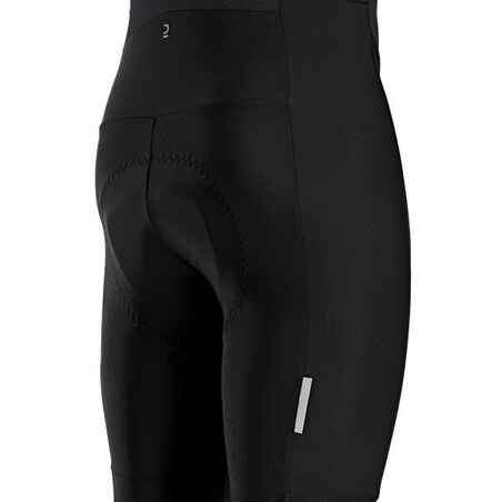 מכנסי קצרים עם כתפיות לרכיבה לגברים RC100 - שחור