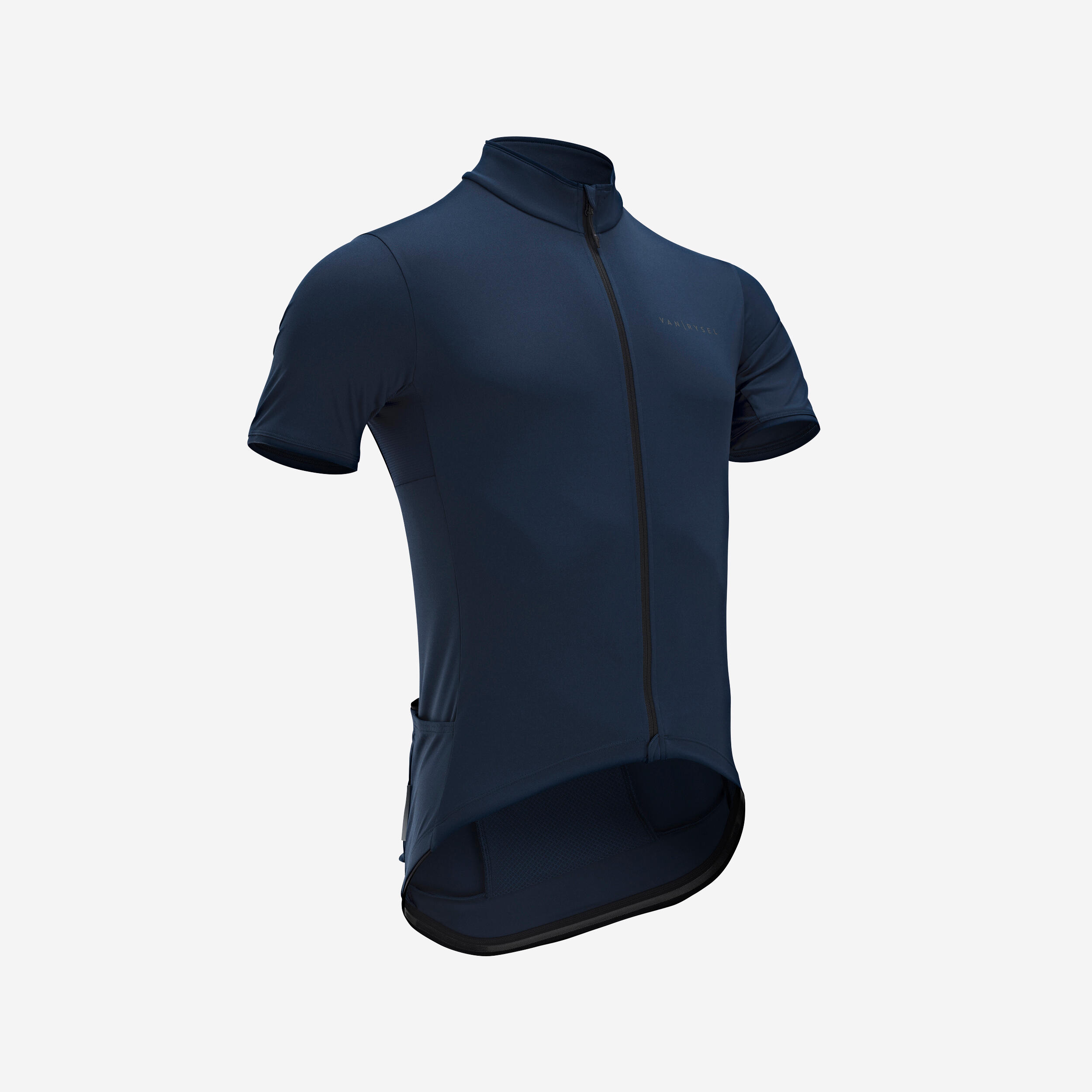 VAN RYSEL Men's Short-Sleeved Road Cycling Summer Jersey RC500 - Navy Blue